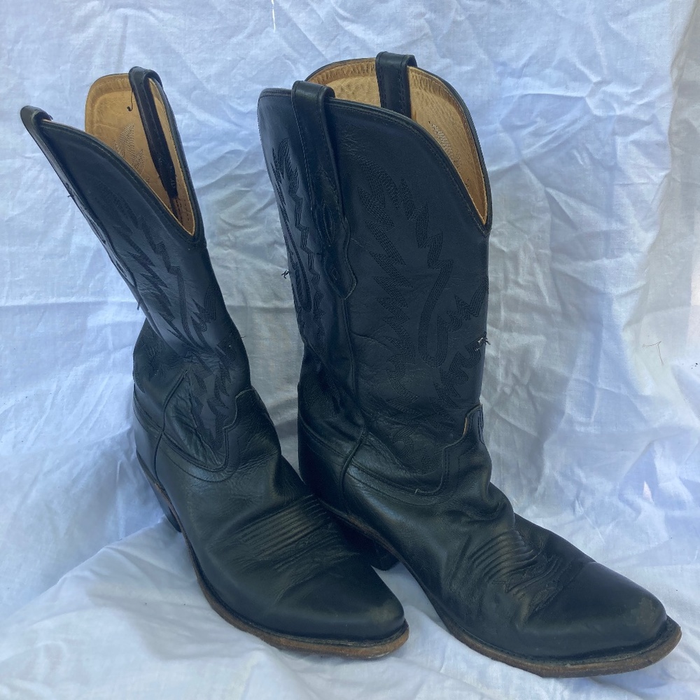 Old West Women's Classic Black Vineyard Snip Toe Cowboy Boot